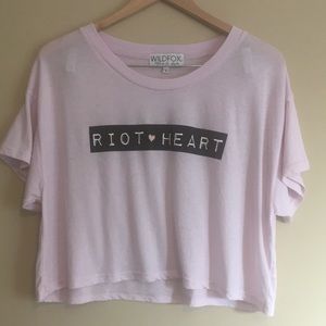 Wildfox Riot Heart Wide Cropped Tee NWT RARE